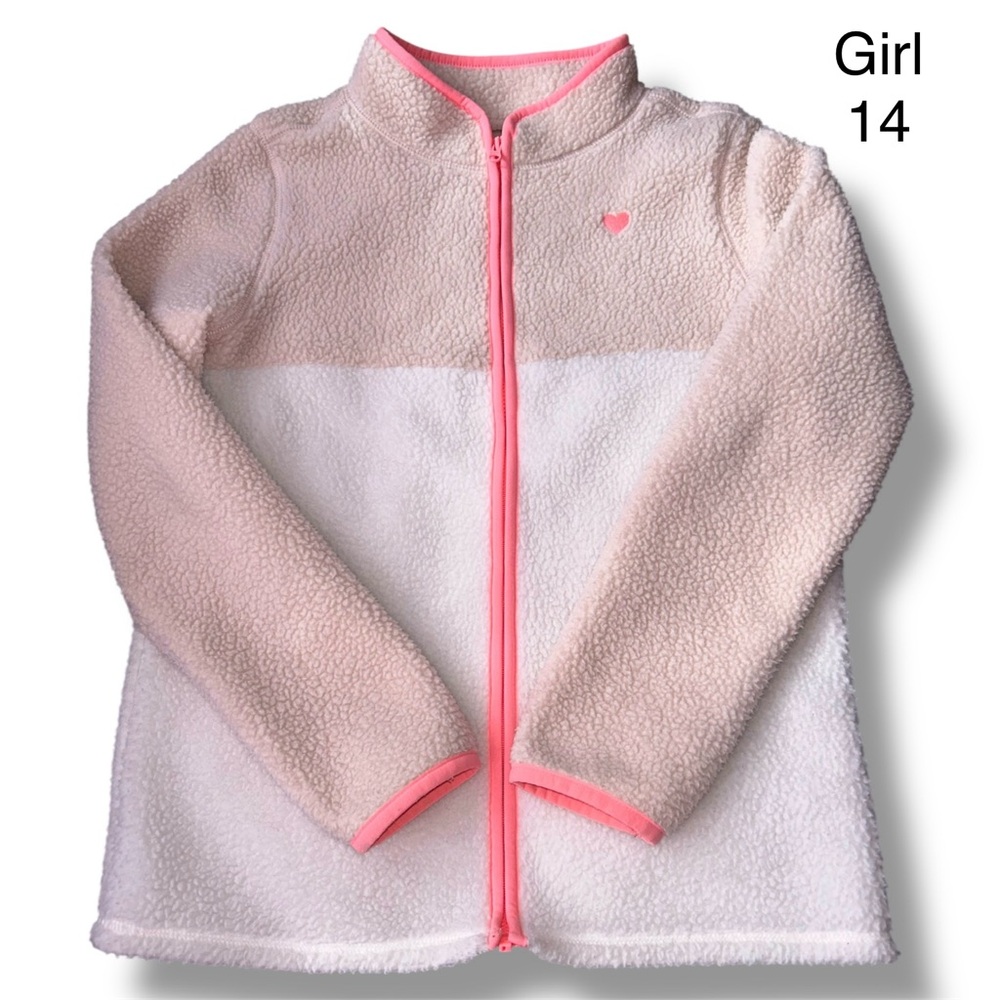 Oshkosh Girl Teddy Fleece Full zipper Jacket Size 14